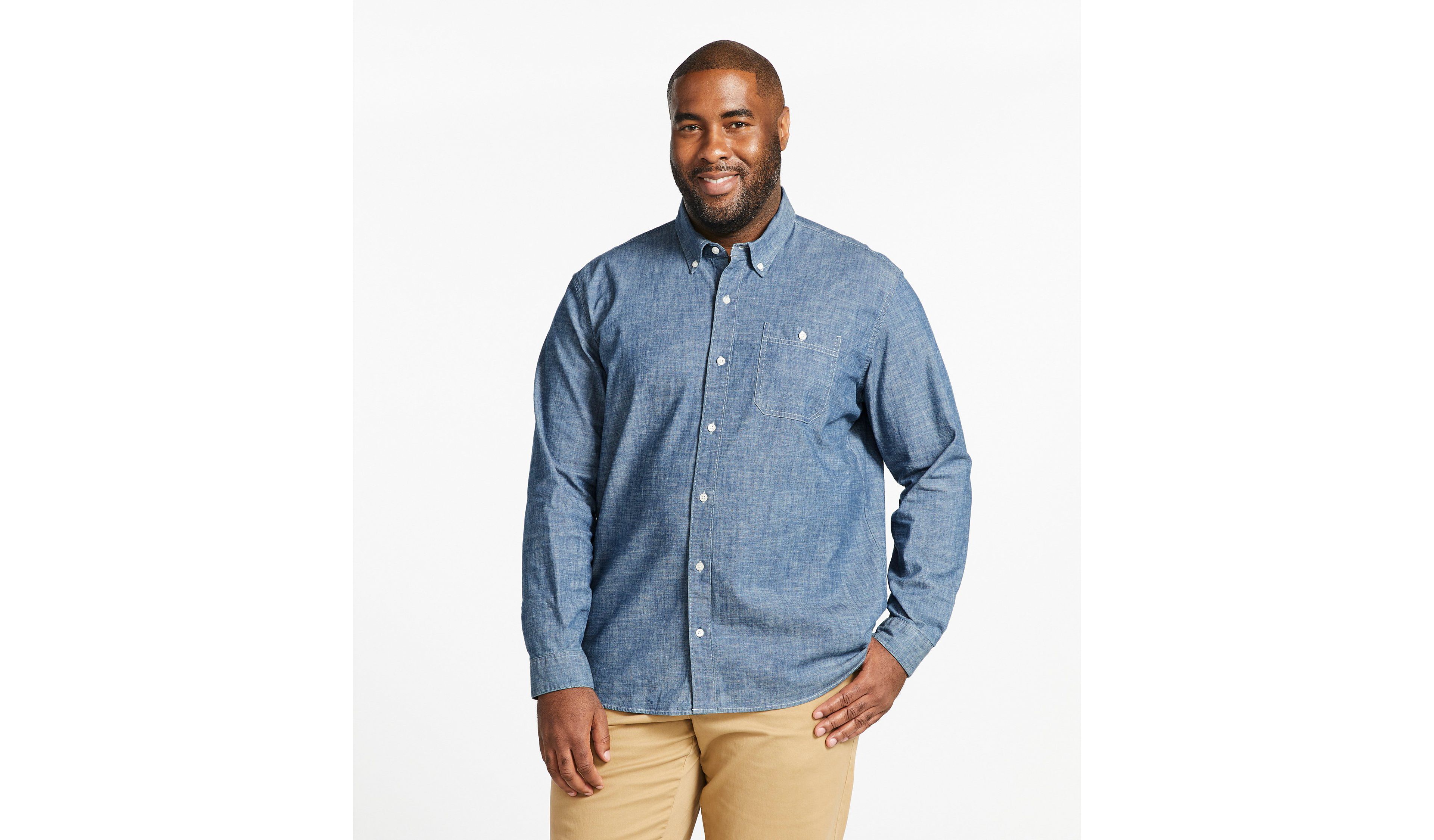Men's Comfort Stretch® Chambray Shirt, Traditional Fit, Long-Sleeve
