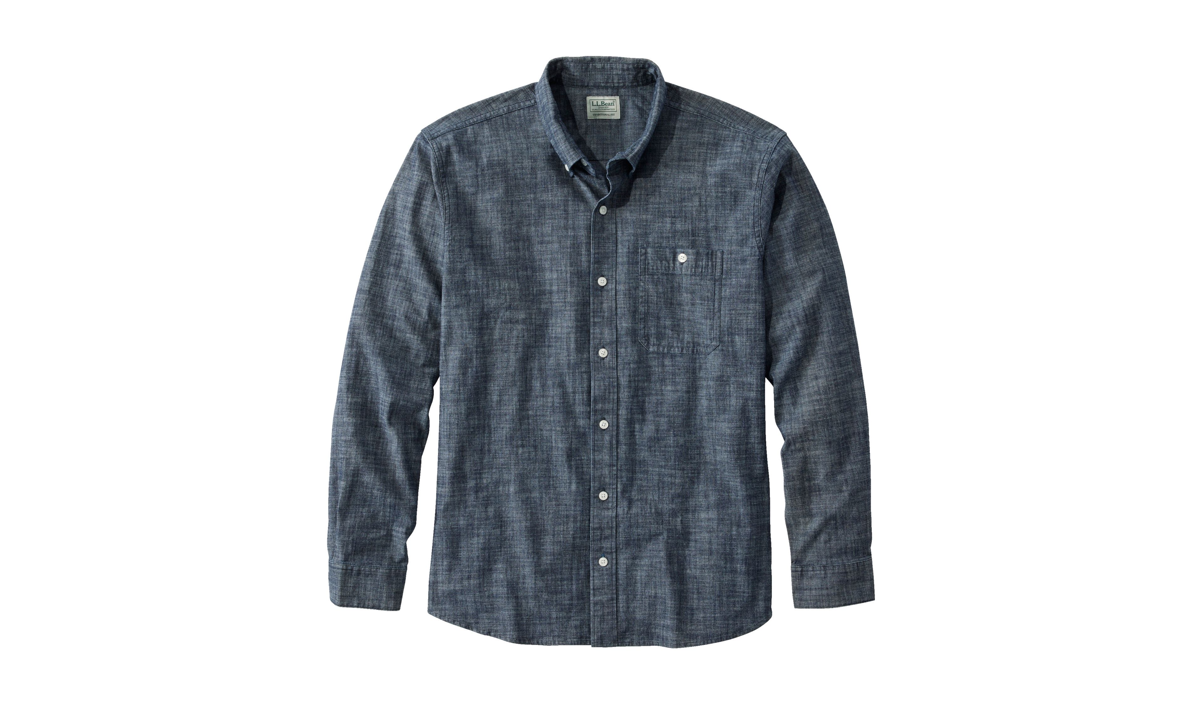 Men's Comfort Stretch® Chambray Shirt, Traditional Fit, Long-Sleeve