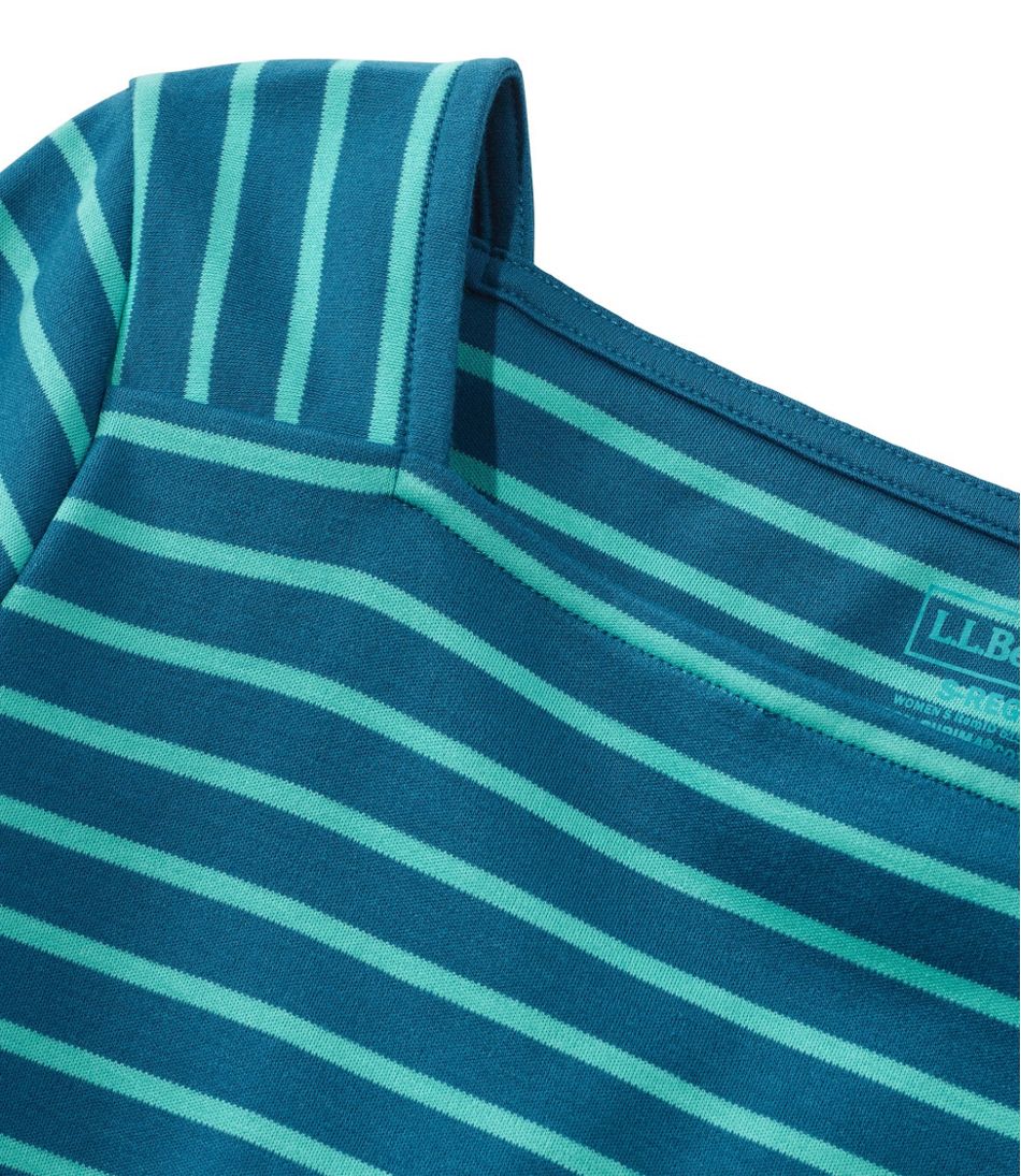 Women's Pima Cotton Tee, Long-Sleeve Squareneck Tunic Stripe