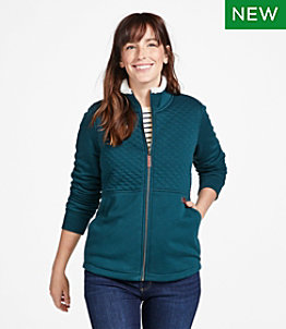 Women's Quilted Sweatshirt, Fleece-Lined Full-Zip