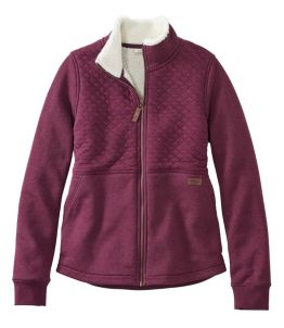 Women's Quilted Sweatshirt, Fleece-Lined Full-Zip