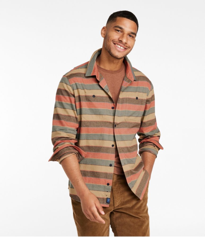 Men's Wicked Soft Flannel Shirt, Stripe, Slightly Fitted Untucked Fit, Apple Cinnamon, small image number 2