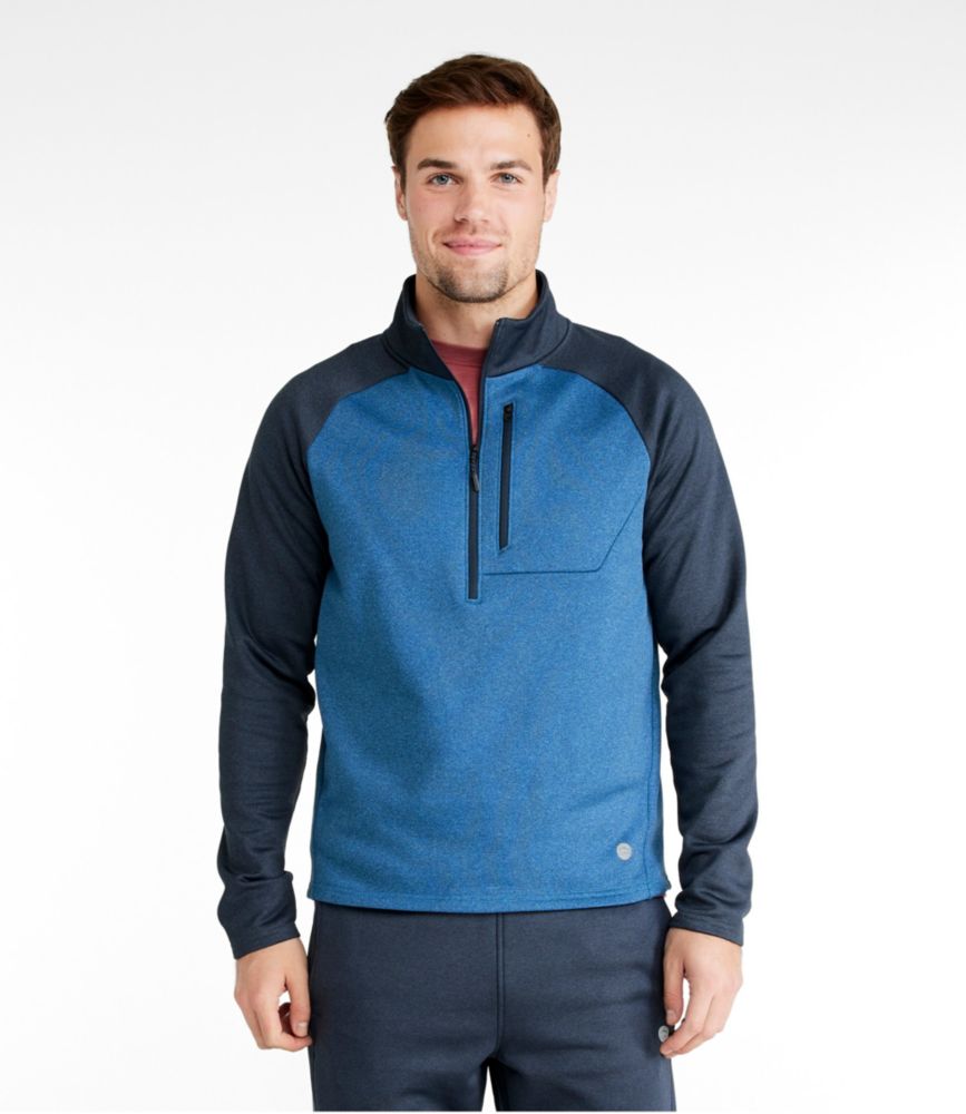 Men's Mountain Fleece Half-Zip, Colorblock, Carbon Navy/Marine Blue, small image number 2