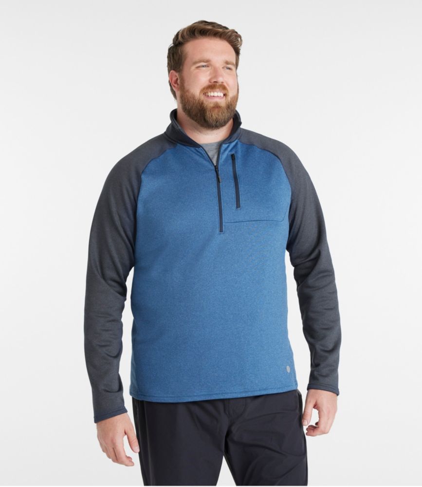 Men's Mountain Fleece Half-Zip, Colorblock, Carbon Navy/Marine Blue, small image number 4