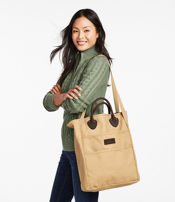 LL Bean Insulated Waxed-Canvas Tote, Medium