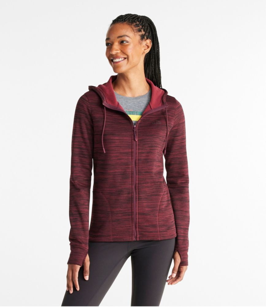 Women's PrimaLoft ThermaStretch Fleece, Full-Zip Hoodie, Alloy Gray Strie, small image number 2