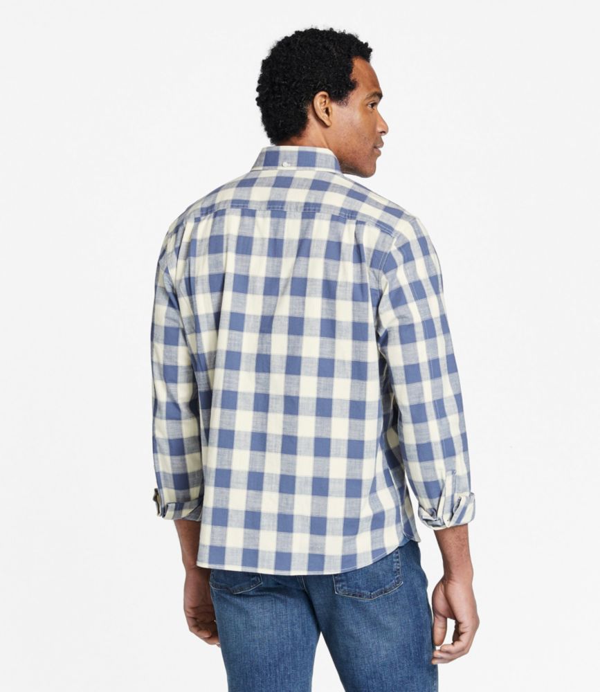 Men's Comfort Stretch® Chambray Shirt, Traditional Untucked Fit, Long-Sleeve, Print, Bright Mariner, small image number 3