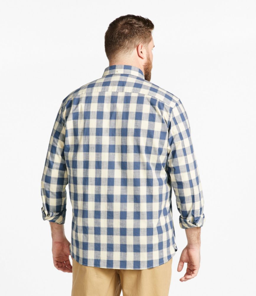 Men's Comfort Stretch® Chambray Shirt, Traditional Untucked Fit, Long-Sleeve, Print, Bright Mariner, small image number 5