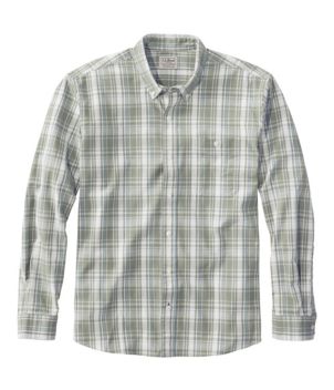 Men's Comfort Stretch Chambray Shirt, Traditional Untucked Fit, Long-Sleeve, Plaid