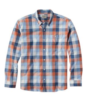 Men's Comfort Stretch Chambray Shirt, Traditional Untucked Fit, Long-Sleeve, Plaid