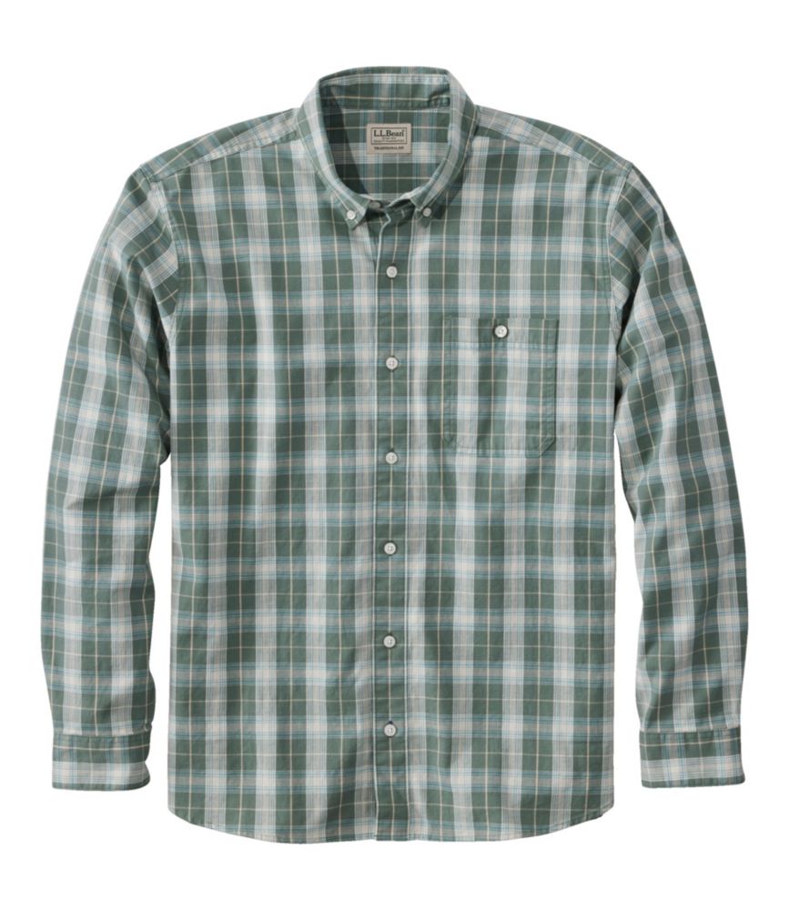 Men's Comfort Stretch® Chambray Shirt, Traditional Untucked Fit, Long-Sleeve, Print