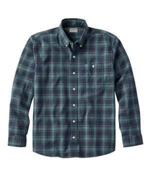 Men's Comfort Stretch Chambray Shirt, Traditional Untucked Fit, Long-Sleeve, Plaid