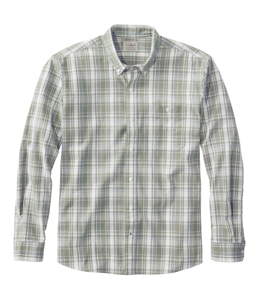 Men's Comfort Stretch Chambray Shirt, Traditional Untucked Fit, Long-Sleeve, Print