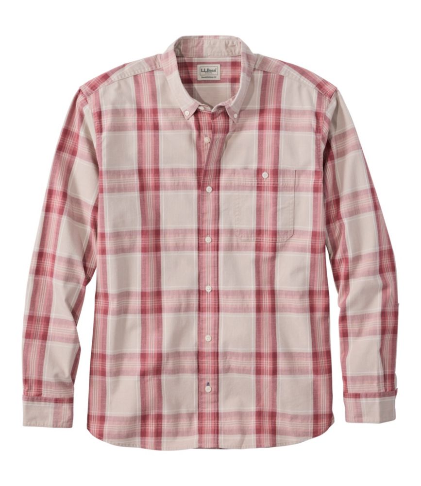 Men's Comfort Stretch® Chambray Shirt, Traditional Untucked Fit, Long-Sleeve, Print