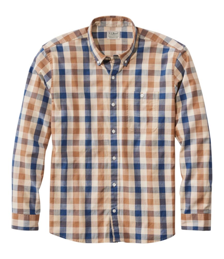 Men's Comfort Stretch® Chambray Shirt, Traditional Untucked Fit, Long-Sleeve, Print