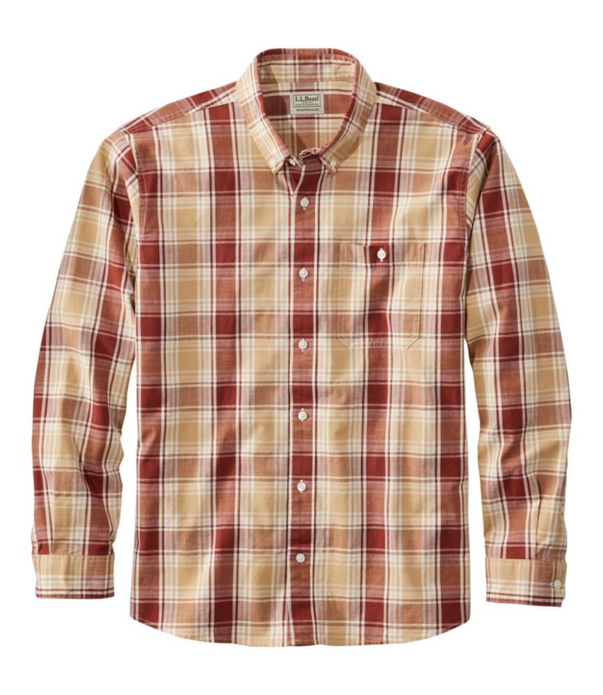Men's Comfort Stretch® Chambray Shirt, Traditional Untucked Fit, Long-Sleeve, Print