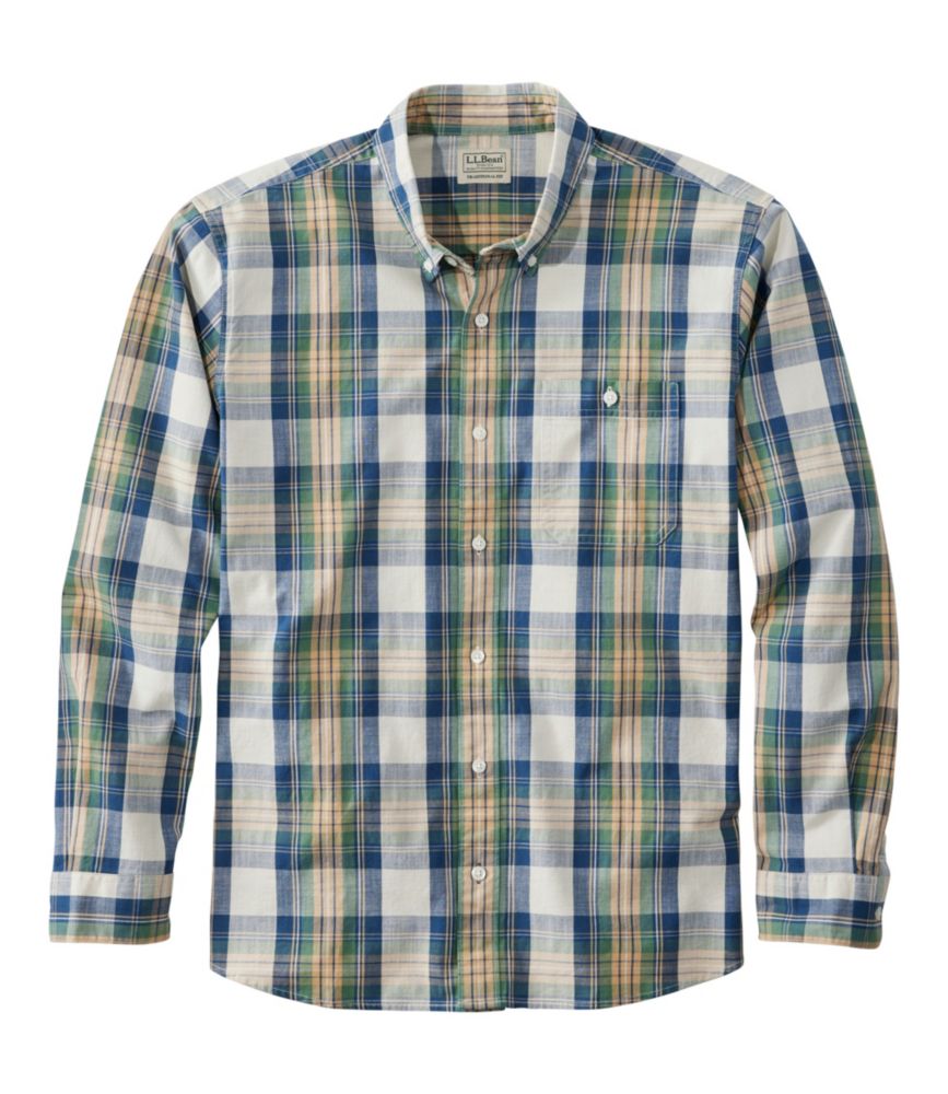 Men's Comfort Stretch® Chambray Shirt, Traditional Untucked Fit, Long-Sleeve, Print