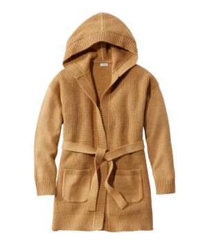 Women's All-Day Waffle Sweater, Hooded Wrap Cardigan