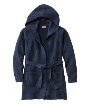 Women's All-Day Waffle Sweater, Hooded Wrap Cardigan