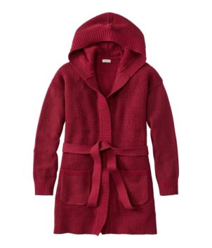 Women's All-Day Waffle Sweater, Hooded Wrap Cardigan