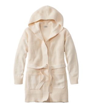 Women's All-Day Waffle Sweater, Hooded Wrap Cardigan