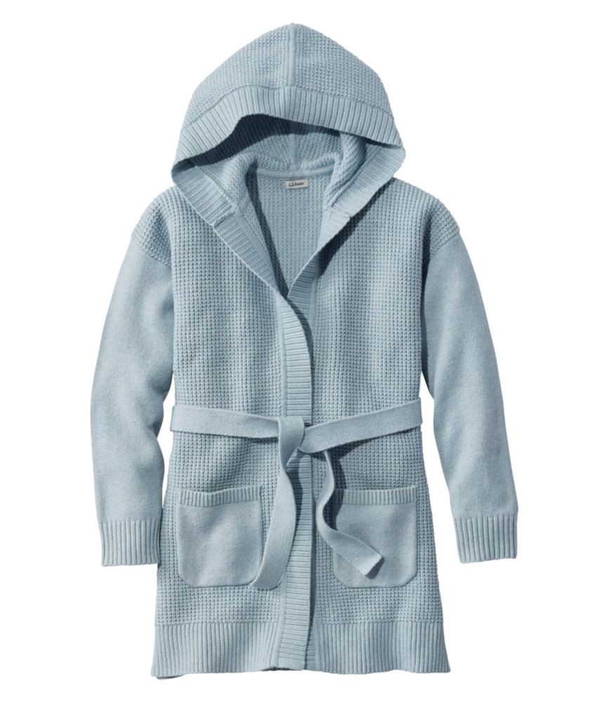 Women's All-Day Waffle Sweater, Hooded Wrap Cardigan