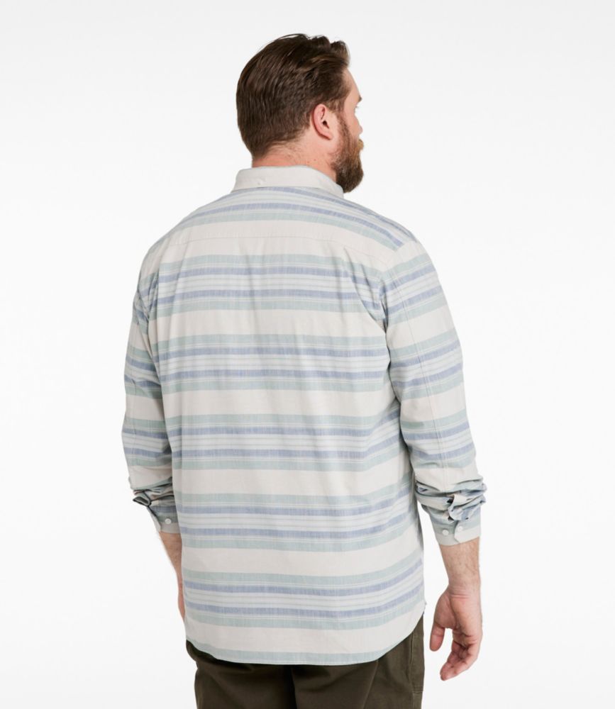 Men's Comfort Stretch Chambray Shirt, Traditional Untucked Fit, Long-Sleeve, Stripe, Foggy Blue, small image number 5