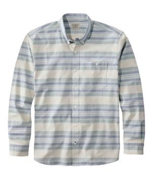 Men's Comfort Stretch Chambray Shirt, Traditional Untucked Fit, Long-Sleeve, Stripe