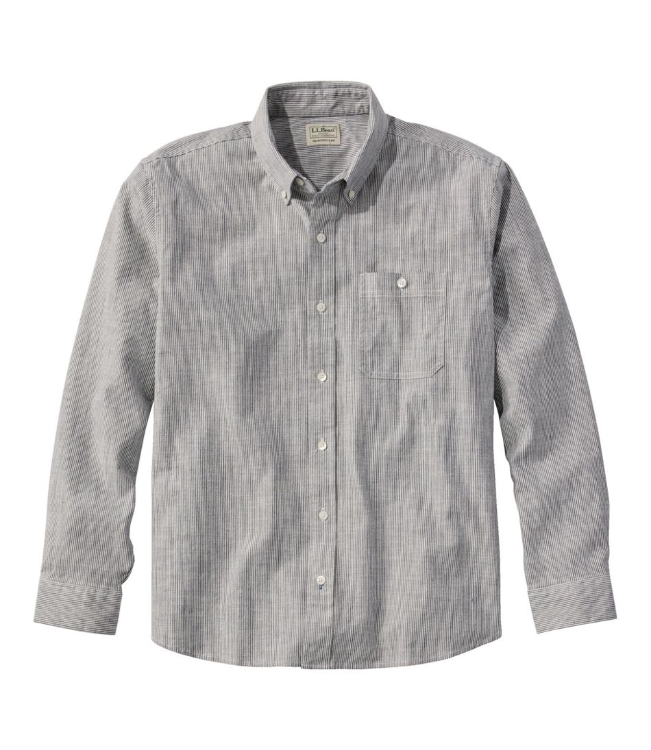 Men's Comfort Stretch Chambray Shirt, Traditional Untucked Fit, Long ...