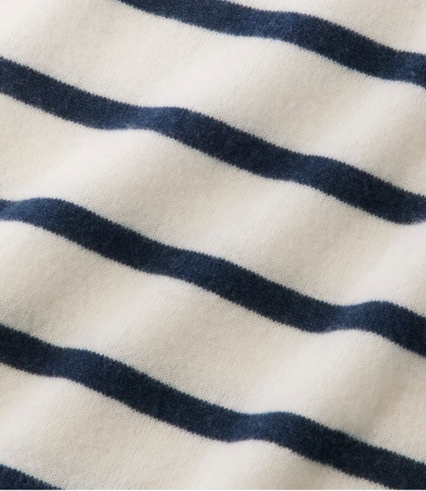 Women's Classic Cashmere Sweater, Crewneck Stripe, Cream/Navy, small image number 5