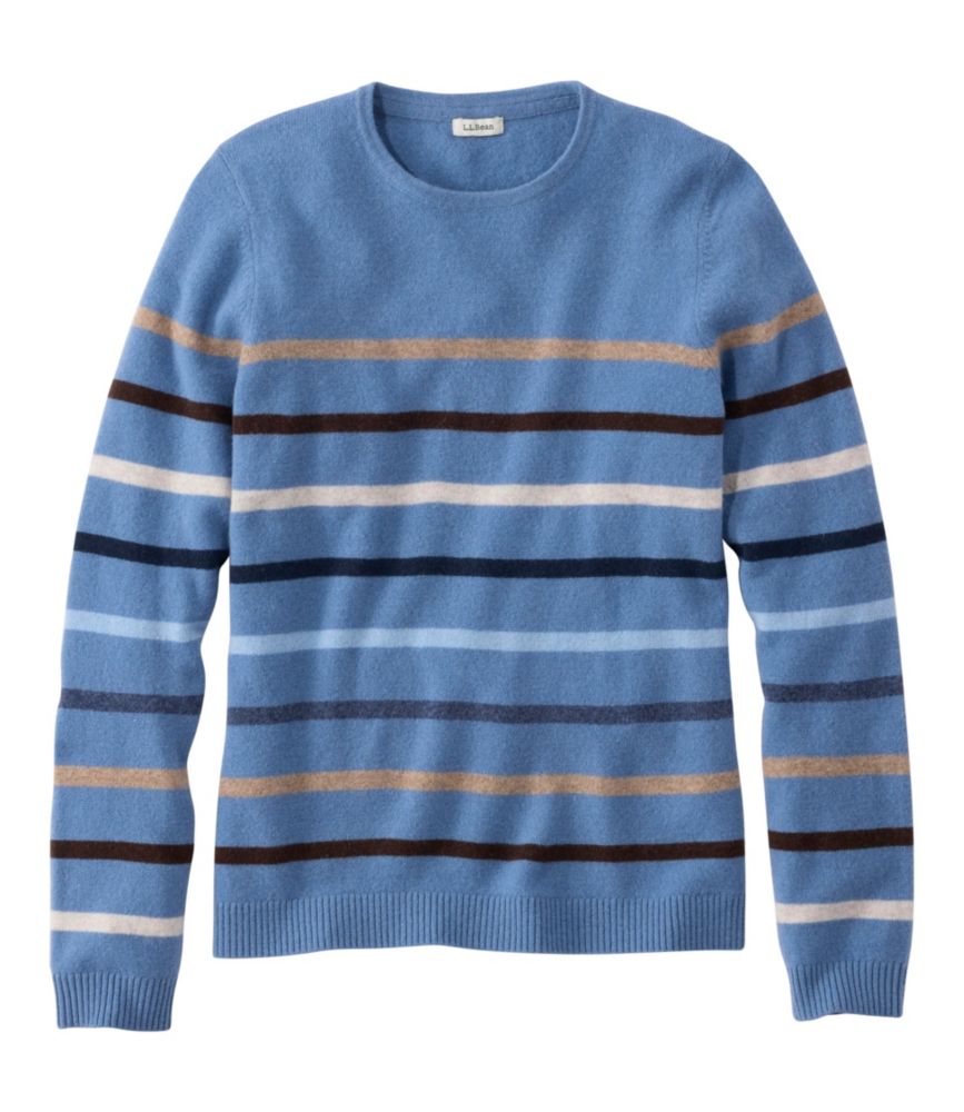 Women's Classic Cashmere Sweater, Crewneck Stripe, Deep Lake Multi Stripe, small image number 1