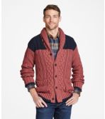 Men's Signature Cotton Fisherman Sweater, Shawl-Collar Cardigan, Colorblock