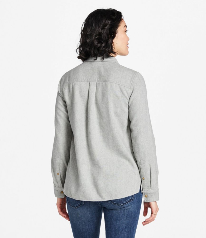 Women's Signature Heritage Textured Flannel Shirt, Light Gray Heather, small image number 3