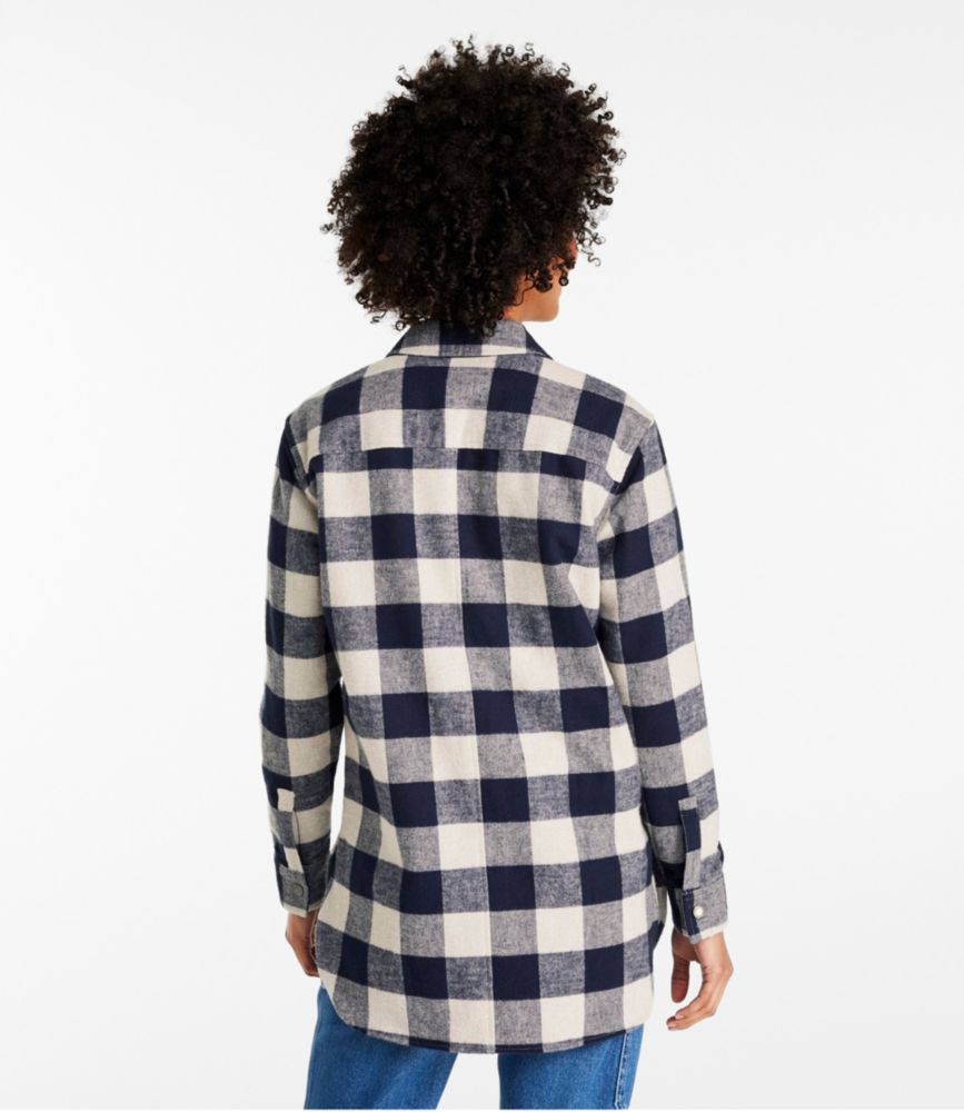 Women's Signature Chamois Shirt, Snap-Front Plaid, Deep Nautical Blue, small image number 3