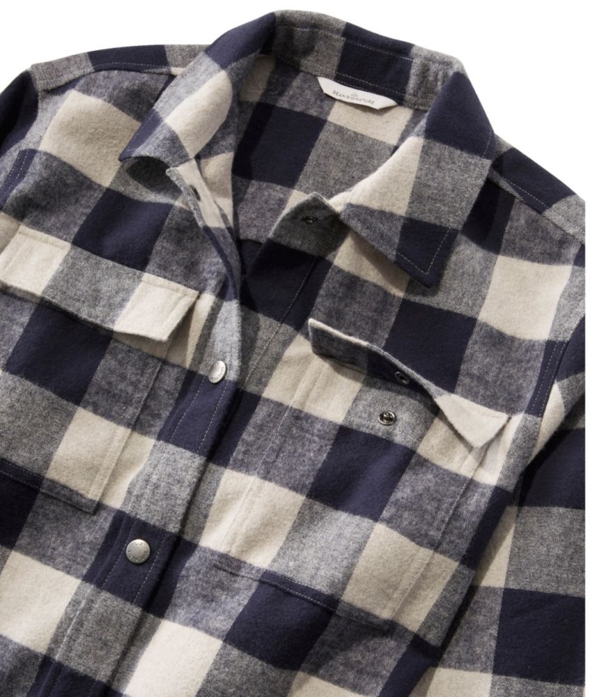 Women's Signature Chamois Shirt, Snap-Front Plaid, Dark Indigo Heather Plaid, small image number 4