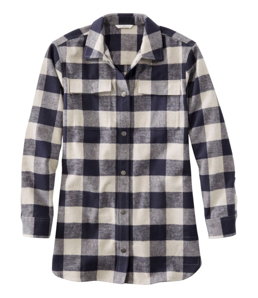 Women's Signature Chamois Shirt, Snap-Front Plaid, Dark Indigo Heather Plaid, small image number 1