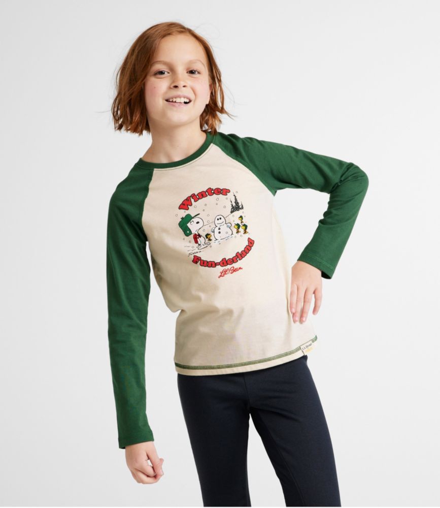 Kids' L.L.Bean x Peanuts Long-Sleeve Baseball Tee, Deep Yellow/Cream, small image number 2