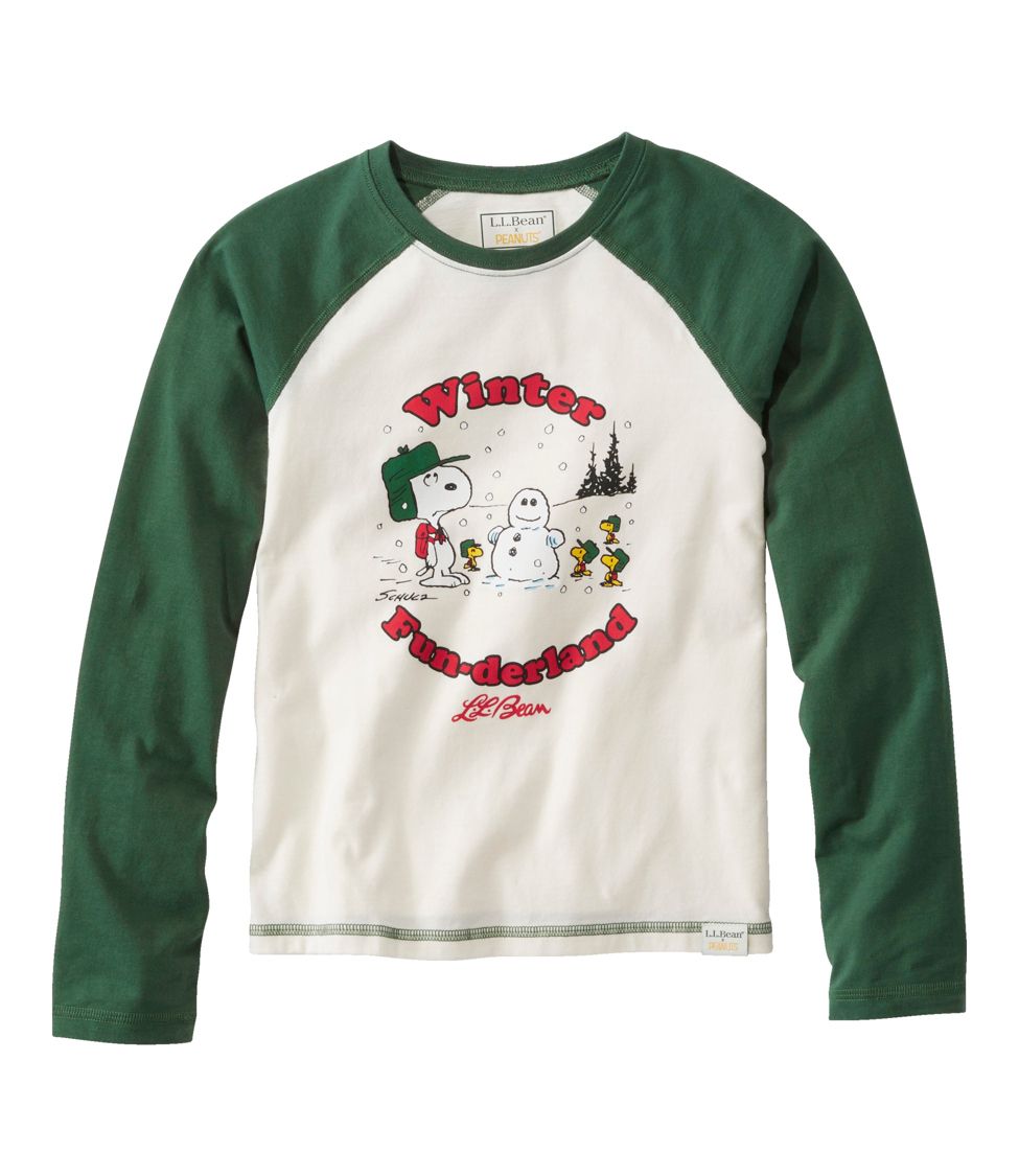 Kids L.L.Bean x Peanuts Long Sleeve Baseball Tee at L.L. Bean