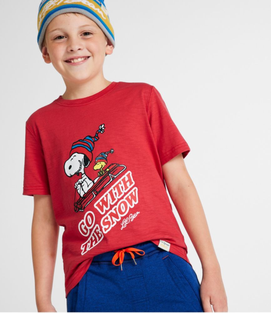 Kids' L.L.Bean x Peanuts Short-Sleeve Tee, Dark Breton Red, small image number 3