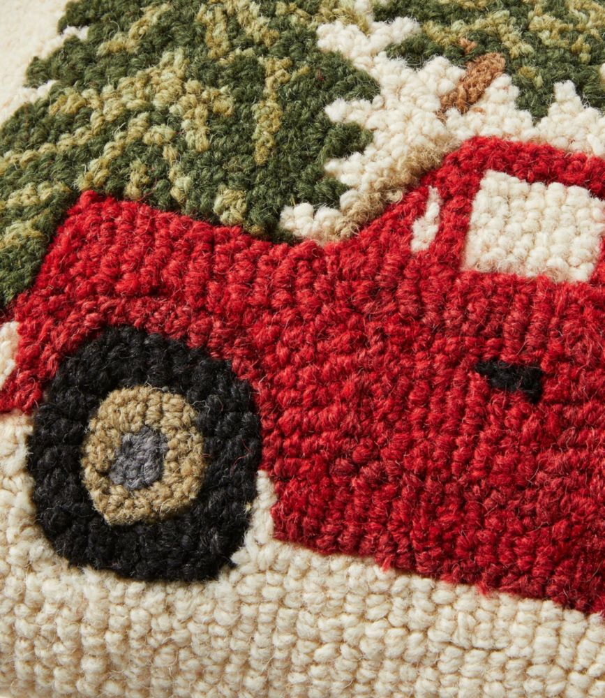 Wool Hooked Throw Pillow, Red Truck, 14" x 20" Throw Pillows at L.L.Bean