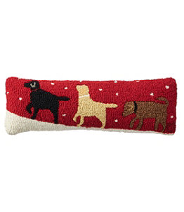 Wool Hooked Throw Pillow, Labs, 8" x 24"
