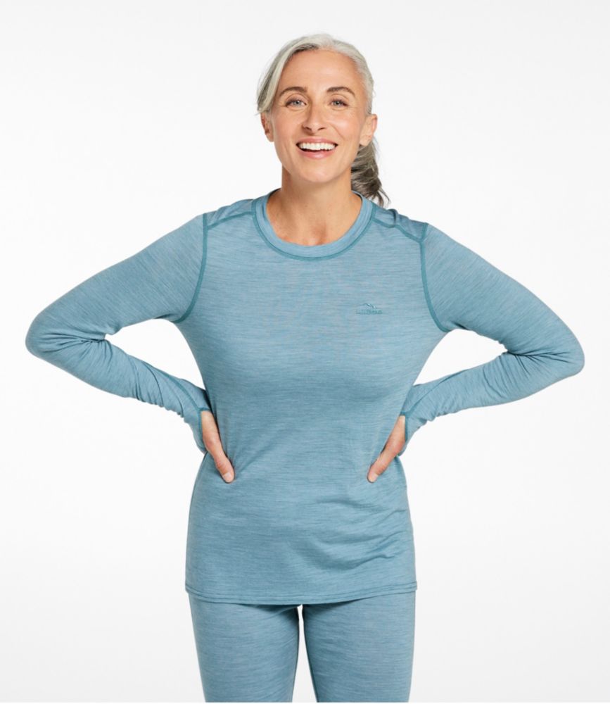 Women's Cresta Ultralight 150 Crew Top, Stripe, Ocean Waves/Storm Teal, small image number 2