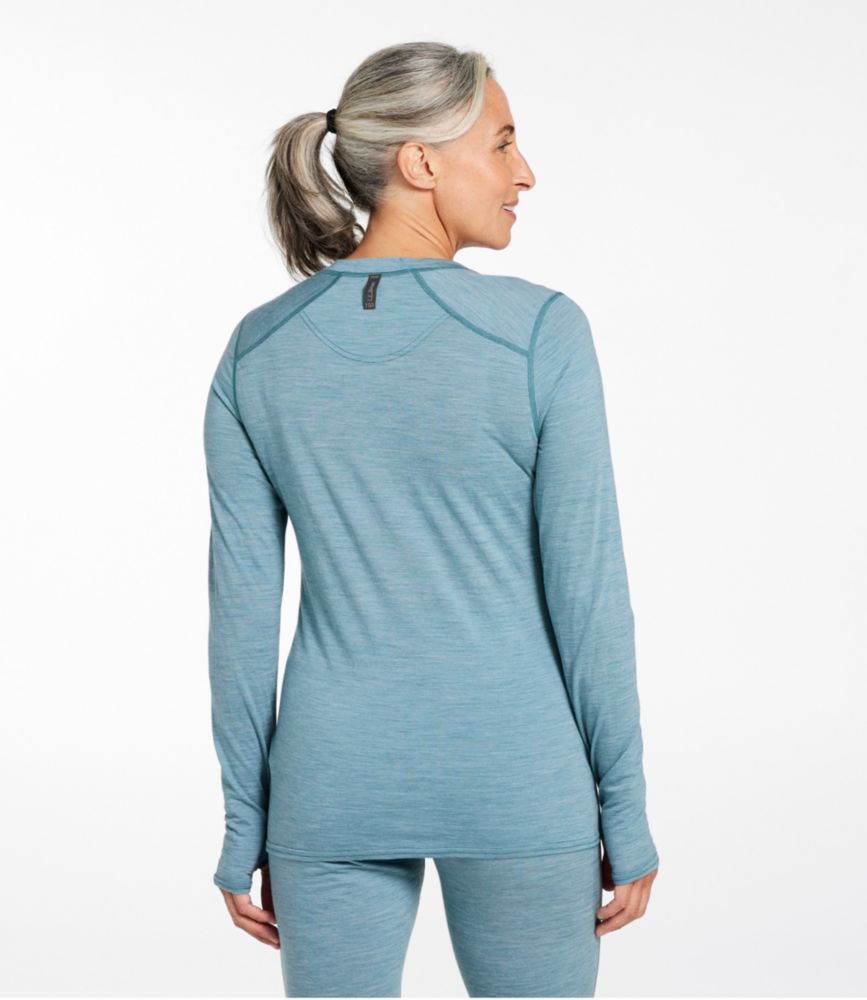 Women's Cresta Ultralight 150 Crew Top, Stripe, Ocean Waves/Storm Teal, small image number 3