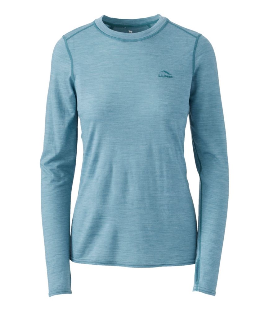 Women's Cresta Ultralight 150 Crew Top, Stripe, Ocean Waves/Storm Teal, small image number 1