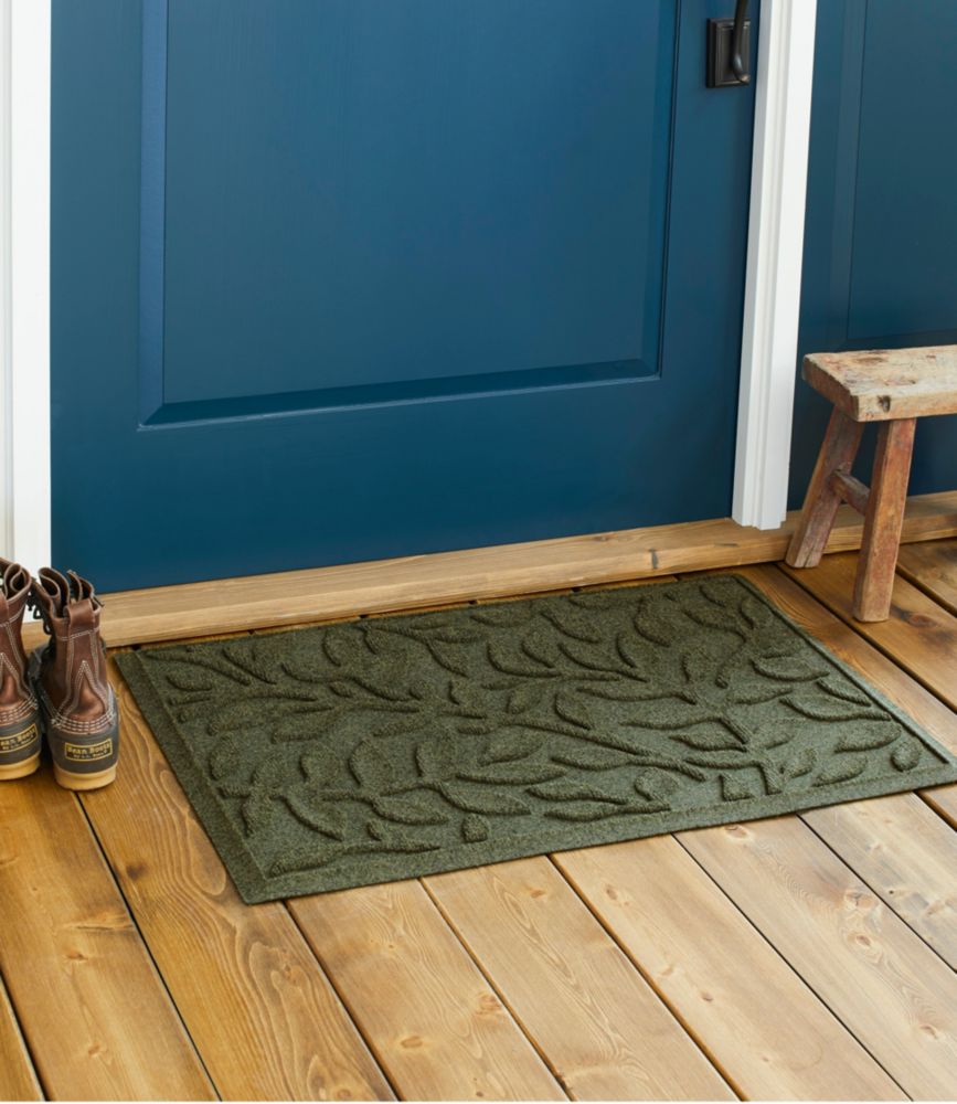 Heavyweight Recycled Waterhog Doormat, Woodland Leaf, Olive, small image number 5