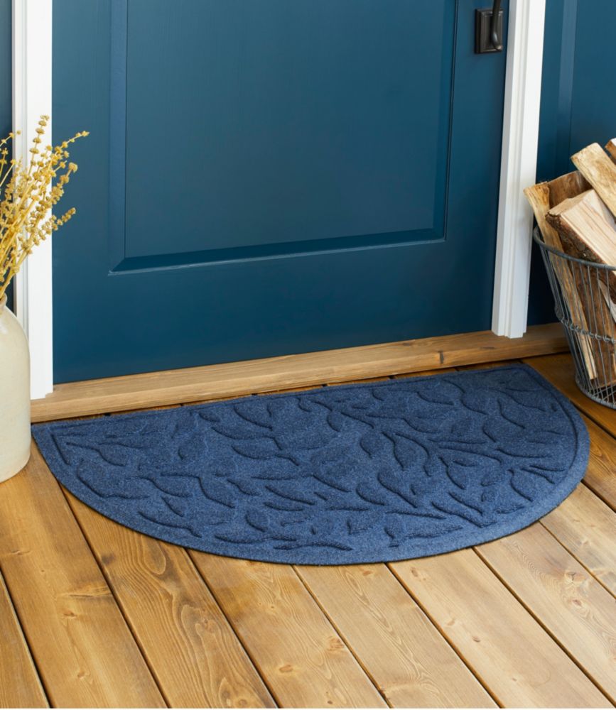 Heavyweight Recycled Waterhog Doormat, Half Round, Woodland Leaf, Graphite, small image number 5