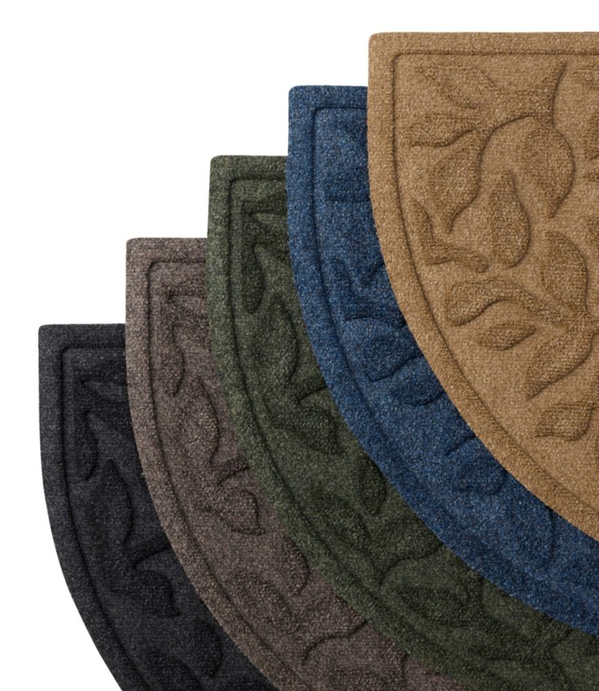 Heavyweight Recycled Waterhog Doormat, Half Round, Woodland Leaf