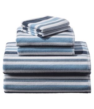 Organic Textured Cotton Towel Set, Stripe