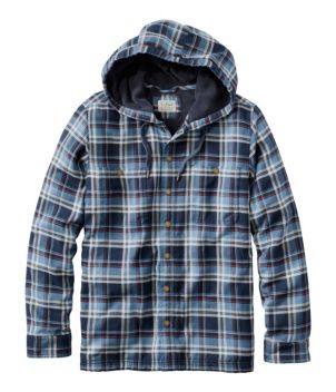 Men's Fleece-Lined Flannel Shirt, Hooded Snap Front, Slightly Fitted