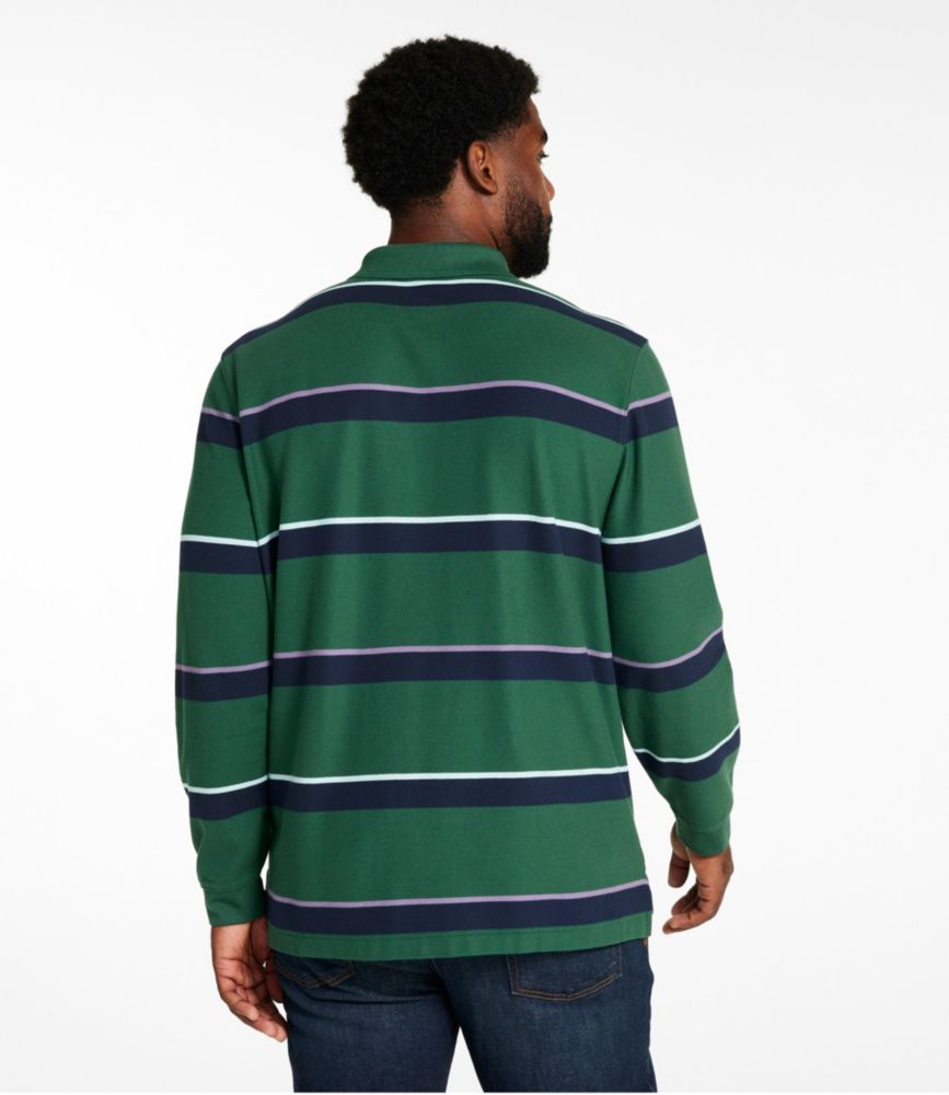 Men's Premium Double L® Polo, Long-Sleeve Without Pocket, Stripe, Deep Green, small image number 5